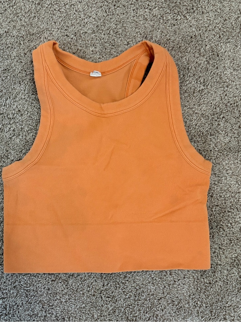 Women's Orange Ribbed Crop Tank Top